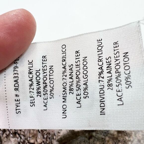 Ryu Top Women's Medium Long Sleeve Knit Wool Blend Lace Trim Stretchy fall - Picture 8 of 10